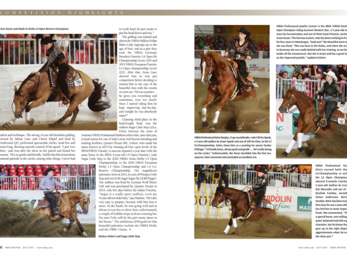 NRHA Reiner 2017 July issue – Markus Gebert & Sugar Little Step on it!